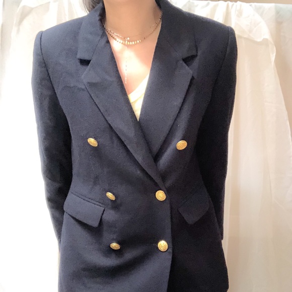 Vintage 100%Wool Navy Military Buttoned Blazer - Picture 3 of 11